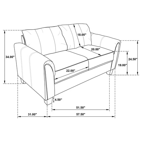 Davis 3 - piece Upholstered Rolled Arm Sofa Grey | Coaster - 509634 - S3 - Home Elegance USA - 17