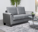 Davis Upholstered Rolled Arm Loveseat Grey | Coaster | Home Elegance USA