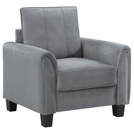 Chair - Davis  Upholstered Rolled Arm Accent Chair Grey