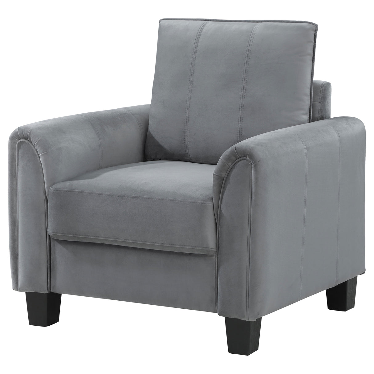 Chair - Davis  Upholstered Rolled Arm Accent Chair Grey