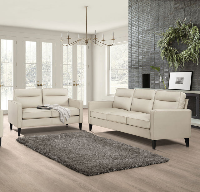 Sofa 2 Pc Set - Jonah 2-piece Upholstered Track Arm Sofa Set Ivory