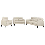 Sofa 3 Pc Set - Jonah 3-piece Upholstered Track Arm Sofa Set Ivory