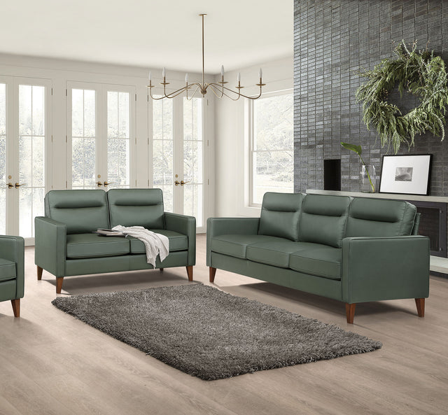 Sofa 2 Pc Set - Jonah 2-piece Upholstered Track Arm Sofa Set Green