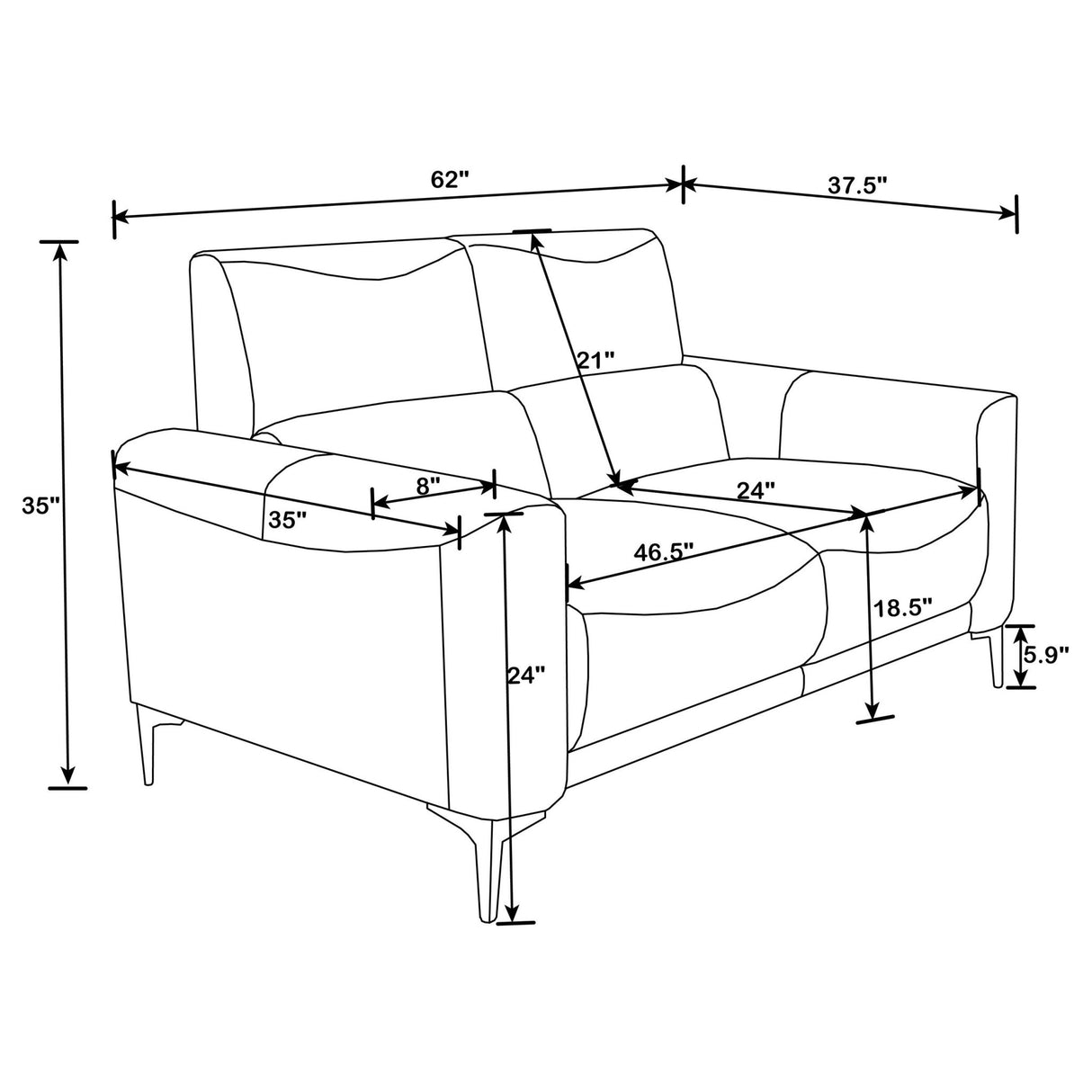 Glenmark 2 - piece Track Arm Living Room Set Taupe - 509731 - S2 - image - 12