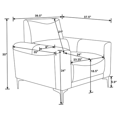 Glenmark 3 - piece Track Arm Living Room Set Taupe - 509731 - S3 - image - 14