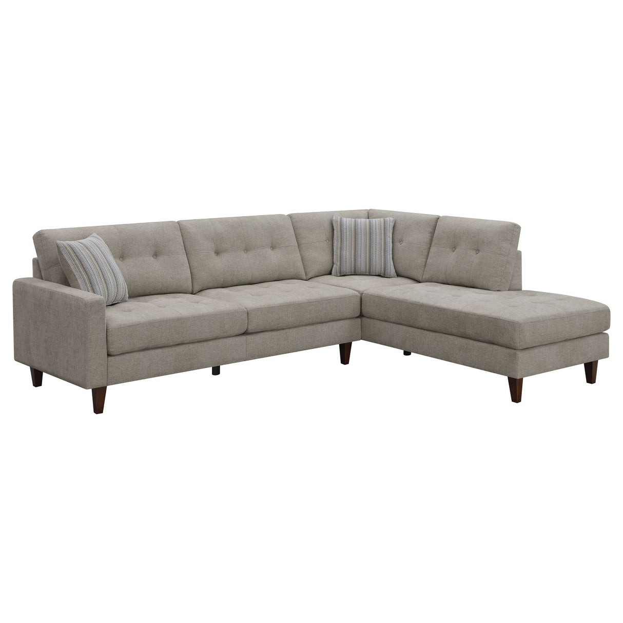 Barton Upholstered Tufted Sectional Toast and Brown | Coaster | Home Elegance USA