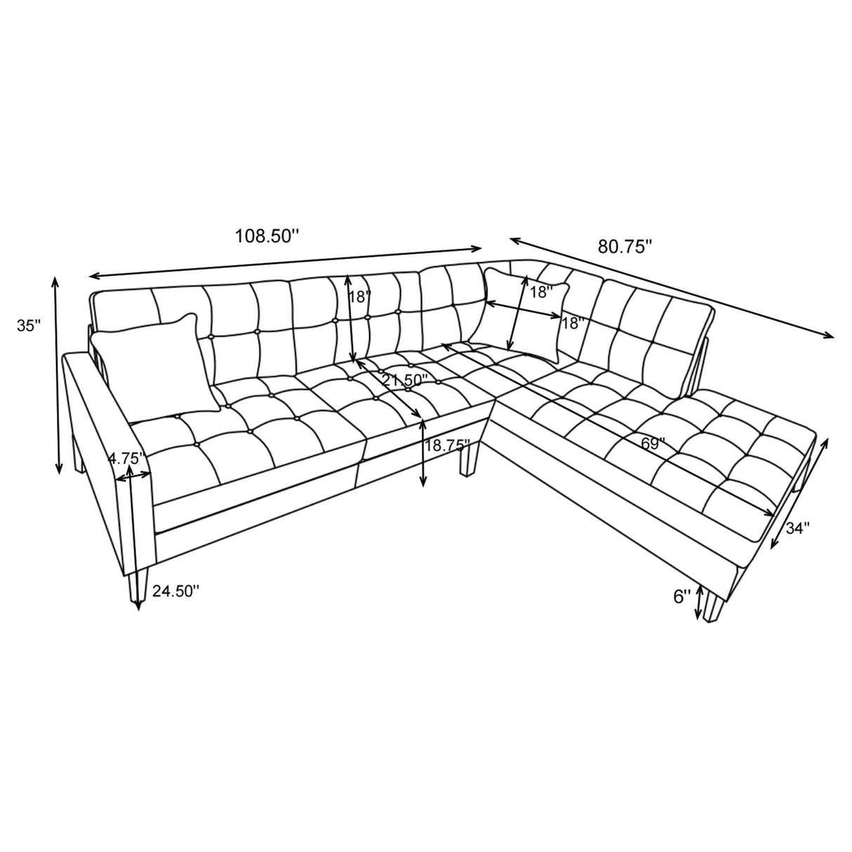 Barton Upholstered Tufted Sectional Toast and Brown | Coaster | Home Elegance USA