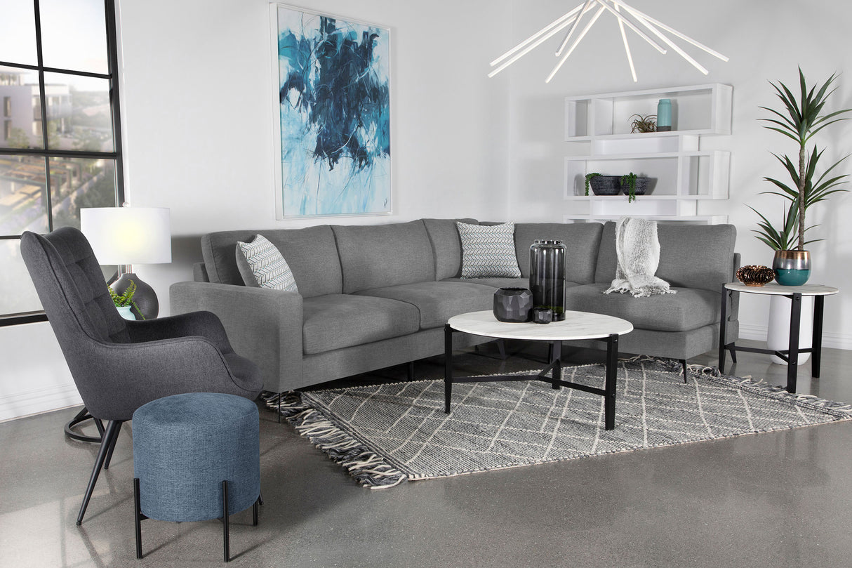 Sectional - Clint Upholstered Sectional with Loose Back Grey