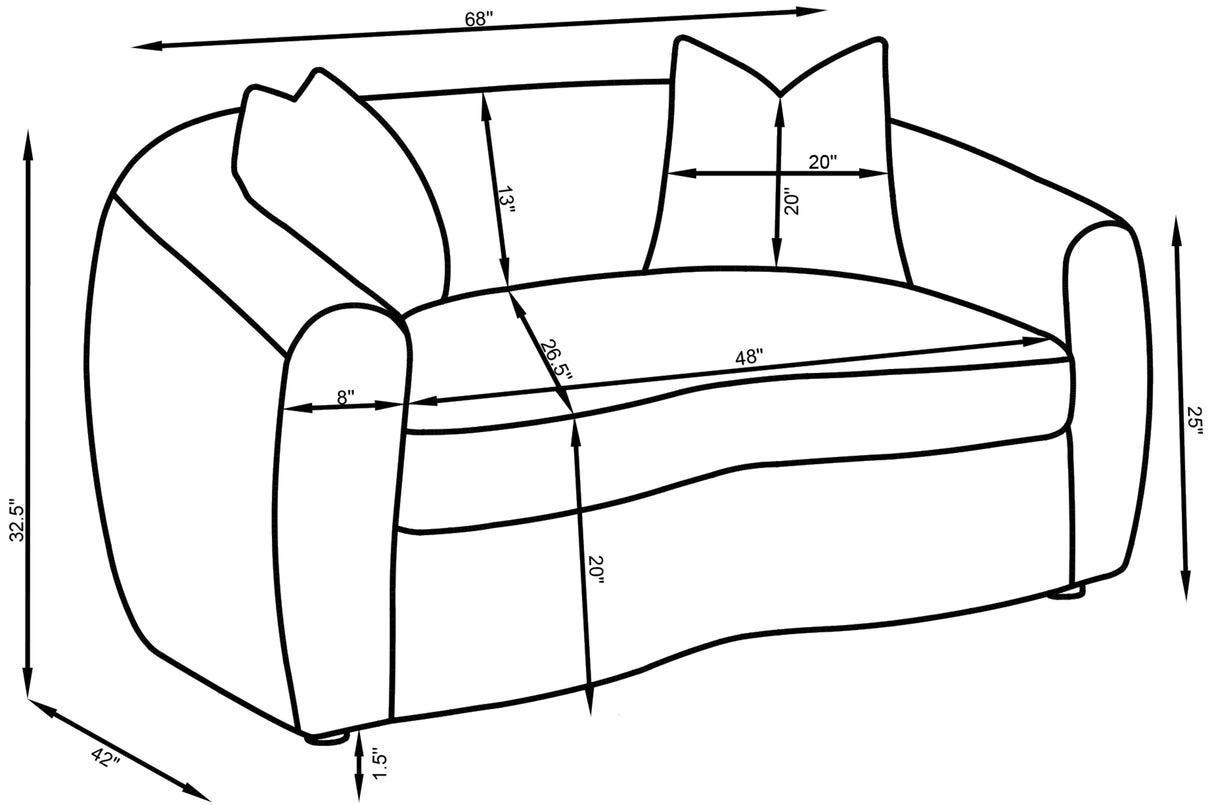 Loveseat - Isabella Upholstered Tight Back Loveseat White