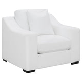 Ashlyn 3 - piece Upholstered Sloped Arms Living Room Set White | Coaster | Home Elegance USA