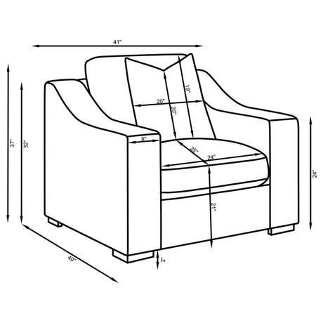 Ashlyn 3 - piece Upholstered Sloped Arms Living Room Set White - 509891 - S3 - image - 14