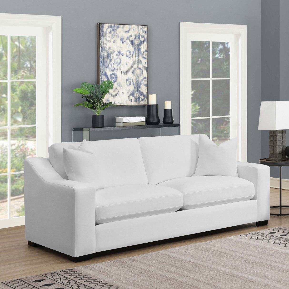 Ashlyn Upholstered Sloped Arms Sofa White | Coaster | Home Elegance USA