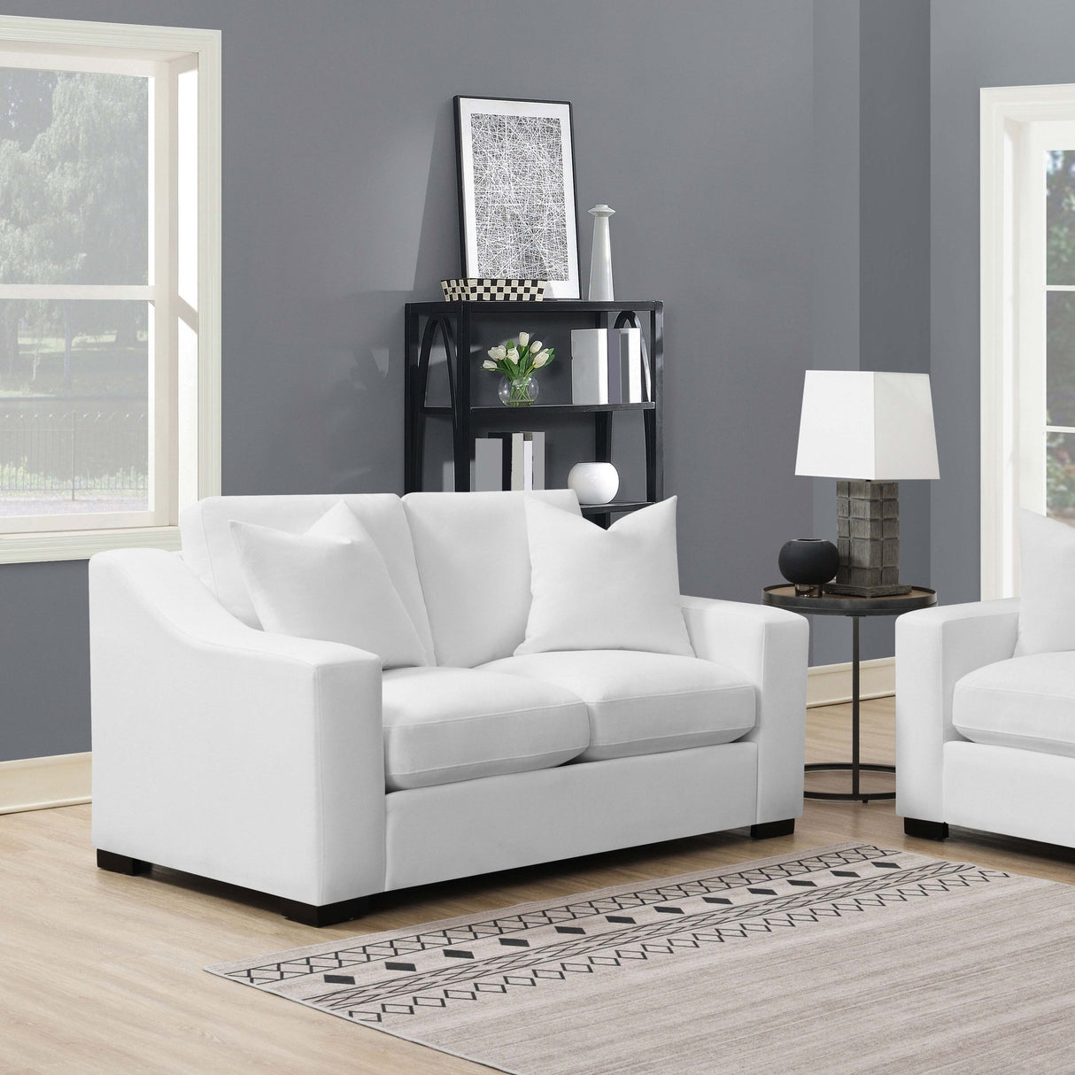 Ashlyn Upholstered Sloped Arms Loveseat White | Coaster | Home Elegance USA