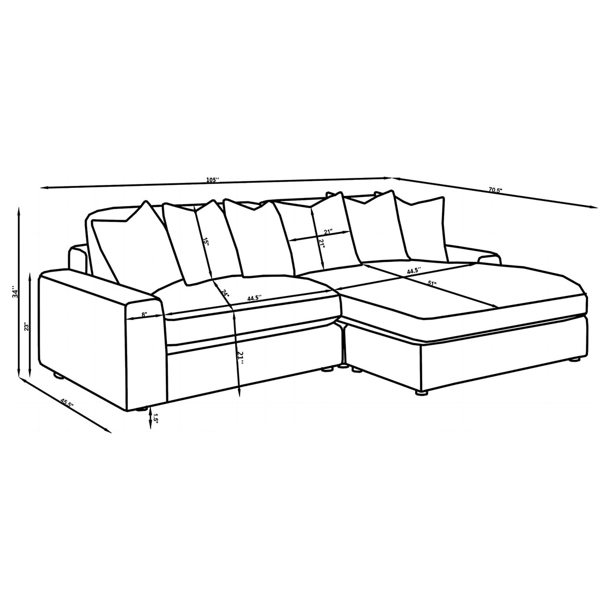 Blaine Upholstered Reversible Sectional Sofa Sand | Coaster - 509899 - Home Elegance USA - 17