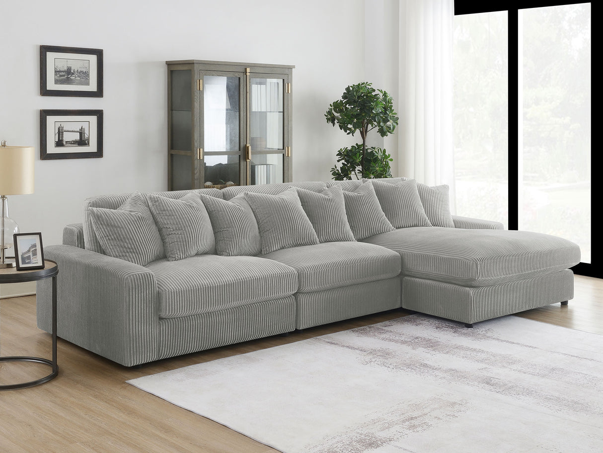 Sectional With Armless Chair - Blaine Upholstered Reversible Sectional Sofa Set with Amrless Chair Fog