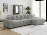 Sectional With Armless Chair - Blaine Upholstered Reversible Sectional Sofa Set with Amrless Chair Fog