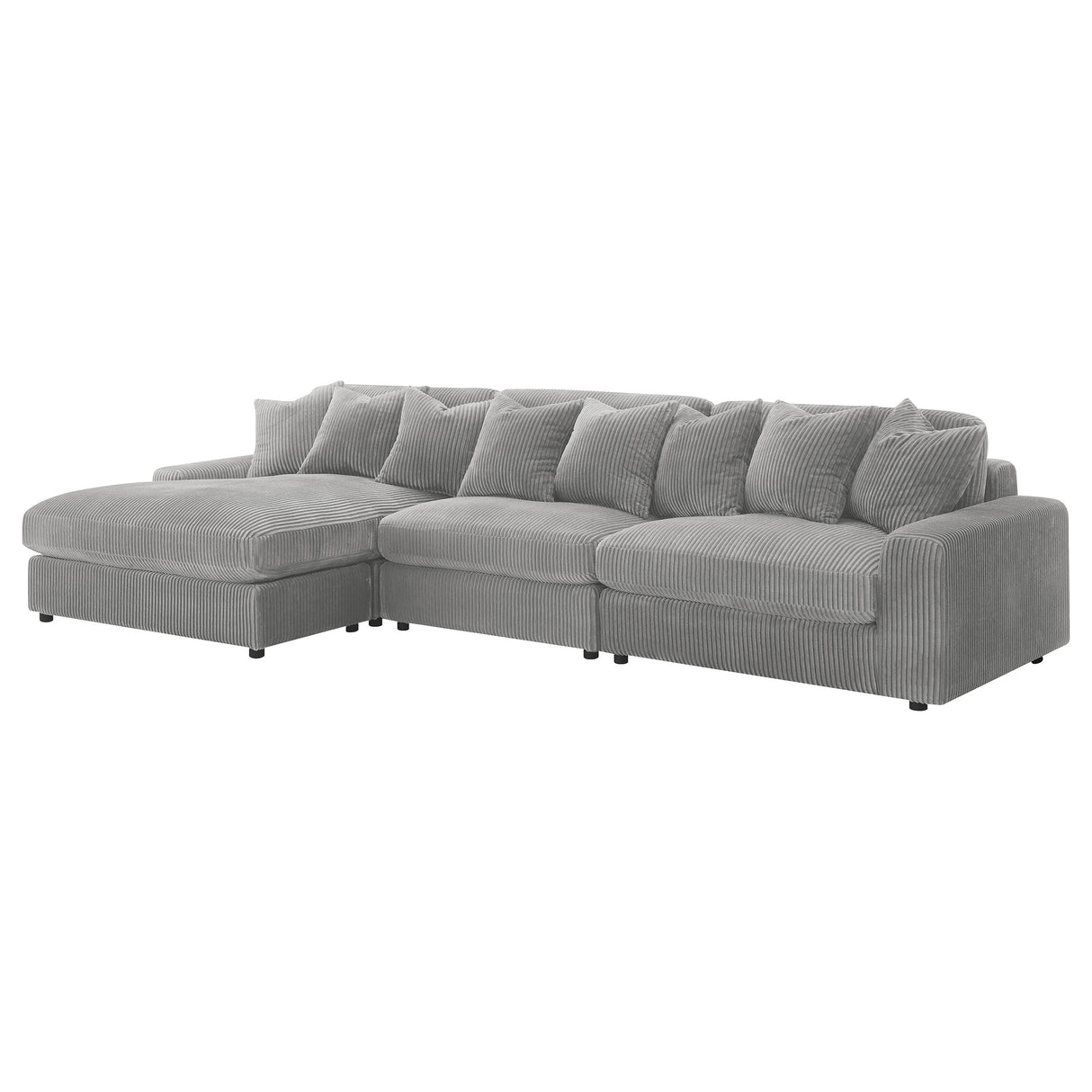 Sectional With Armless Chair - Blaine Upholstered Reversible Sectional Sofa Set with Amrless Chair Fog