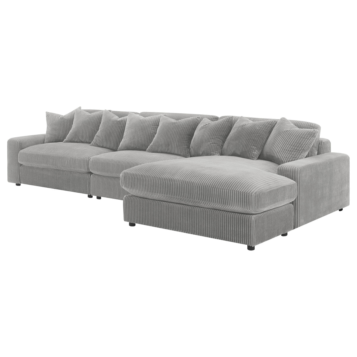 Sectional With Armless Chair - Blaine Upholstered Reversible Sectional Sofa Set with Amrless Chair Fog