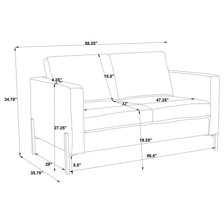 Loveseat - Tilly Upholstered Track Arms Loveseat Oatmeal