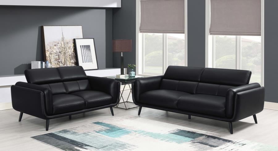 Shania 2 - piece Track Arms Living Room Set Black | Coaster | Home Elegance USA