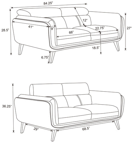 Shania 2 - piece Track Arms Living Room Set Black - 509921 - S2 - image - 14