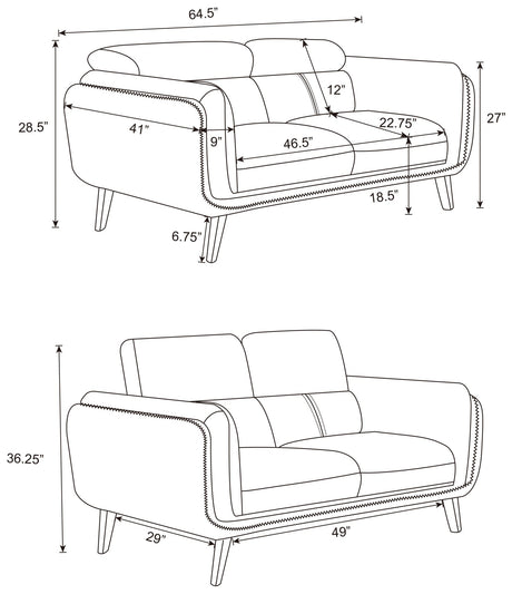 Shania 2 - piece Track Arms Living Room Set Black - 509921 - S2 - image - 15