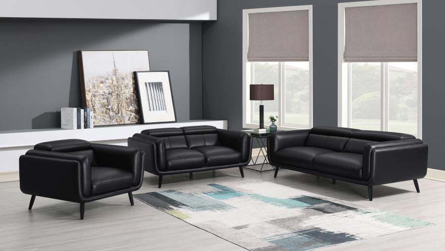 Shania 3 - piece Track Arms Living Room Set Black | Coaster | Home Elegance USA