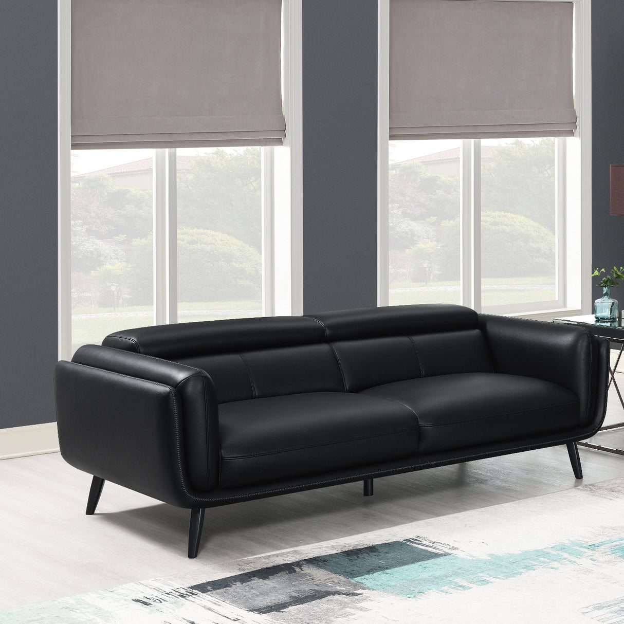 Sofa - Shania Track Arms Sofa with Tapered Legs Black