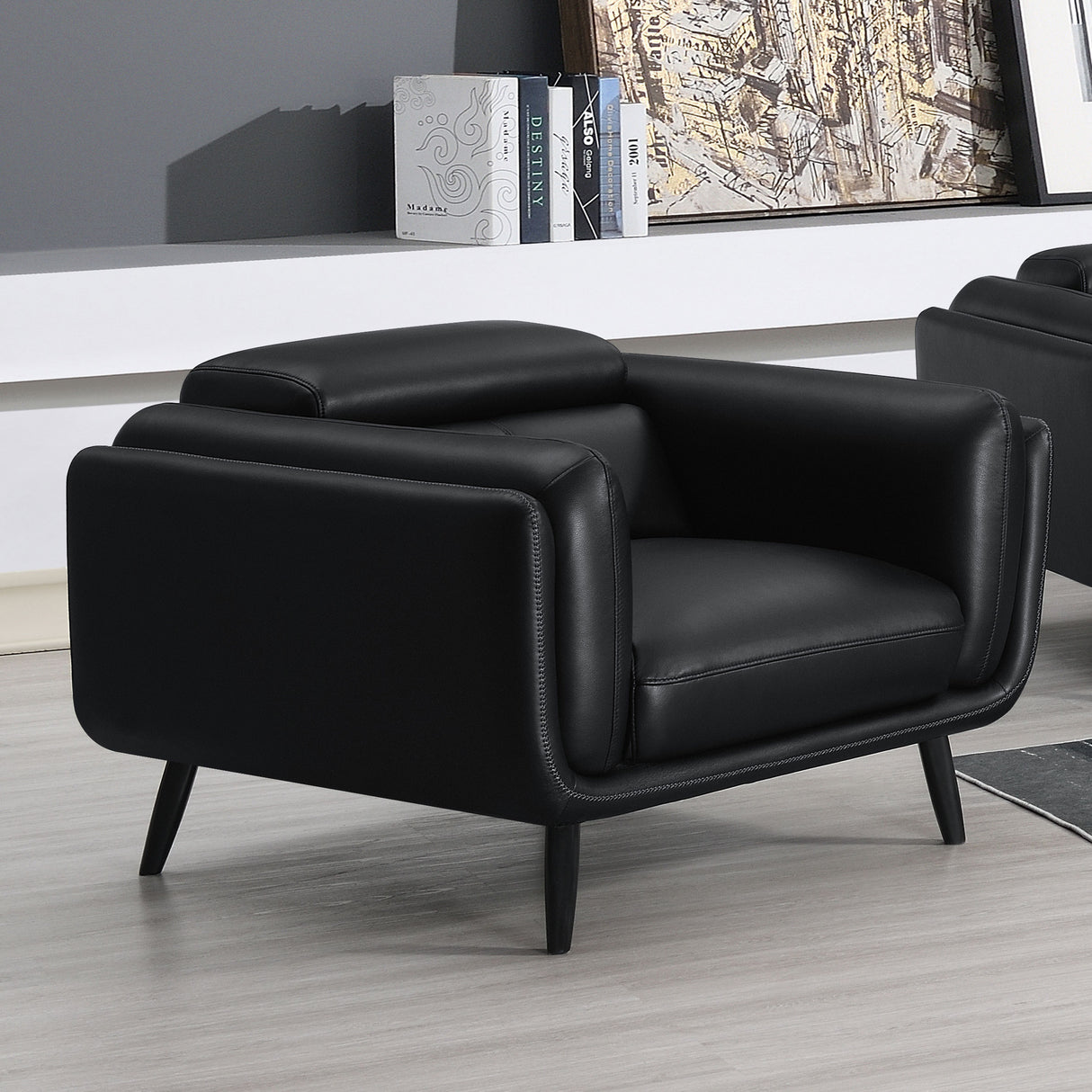 Chair - Shania Track Arms Chair with Tapered Legs Black