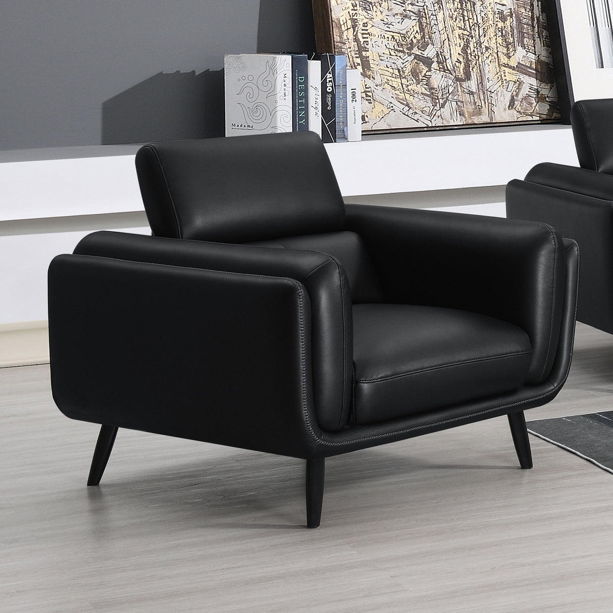 Chair - Shania Track Arms Chair with Tapered Legs Black