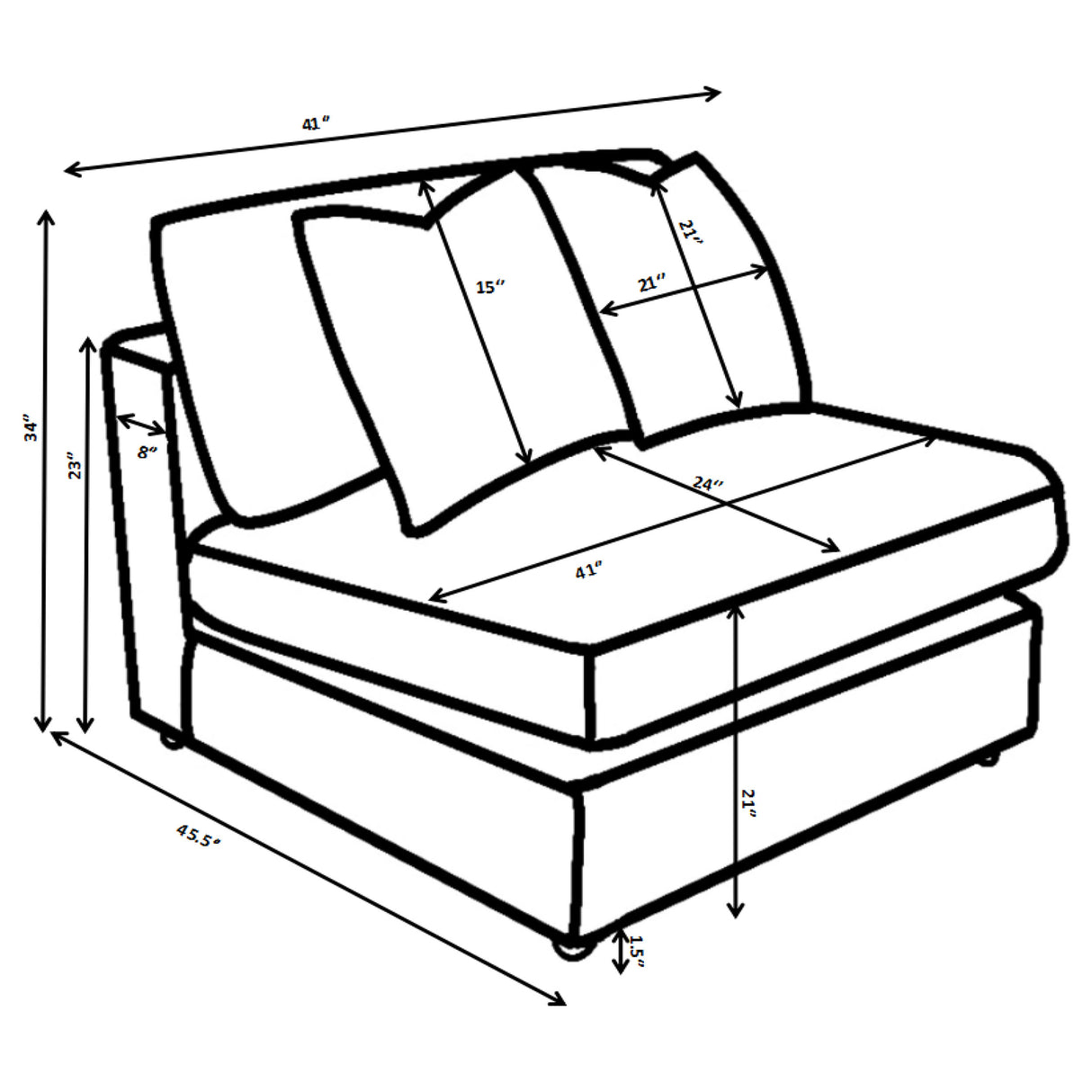 Armless Chair - Blaine Upholstered Armless Chair Fog