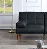 Black Polyfiber Adjustable Tufted Sofa Living Room Solid wood Legs Plush Couch - HS00F8519 - ID - AHD - Home Elegance USA - 4