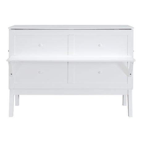 Queen Size Murphy Bed with USB Port and removable Shelves on Each Side,White - Home Elegance USA