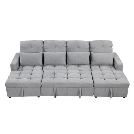 Versatile Oversized U-shaped Sectional Sofa Bed with Storage Chaise Lounges and USB Ports, Gray Chenille, 110.2' - sold by Home Elegance USA