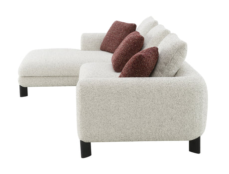 Mardi Maroon & Beige Tweed Sectional Sofa w/3 Pillows - sold by Home Elegance USA