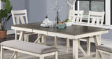 Dining Room Furniture Dining Table White Finish Table w Grey Wooden Top 1pc Rectangular Table with Leaf - B01163920 - Home Elegance USA - 2