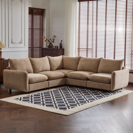 99 in. oversize 5-Piece L Shaped Modular Free Combination Sectional Velvet Sofa Couch for Living Room and Spacious Space, Nomad - sold by Home Elegance USA