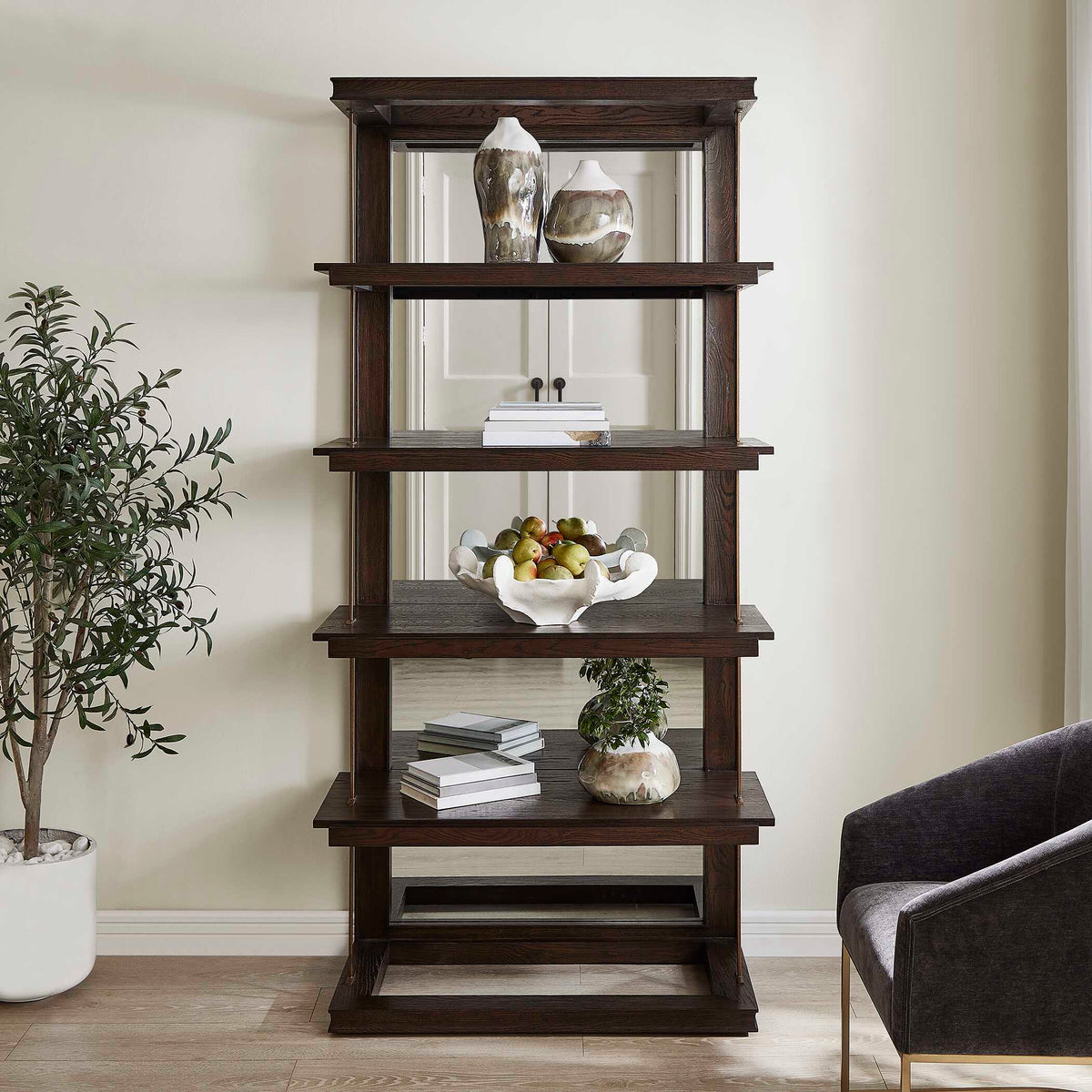 Kai Etagere Dark Walnut - Dark Brown by Uttermost - View 2