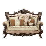 Acme - Shalisa Loveseat W/5 Pillows(Same Lv01586) 51051 Fabric & Walnut Finish