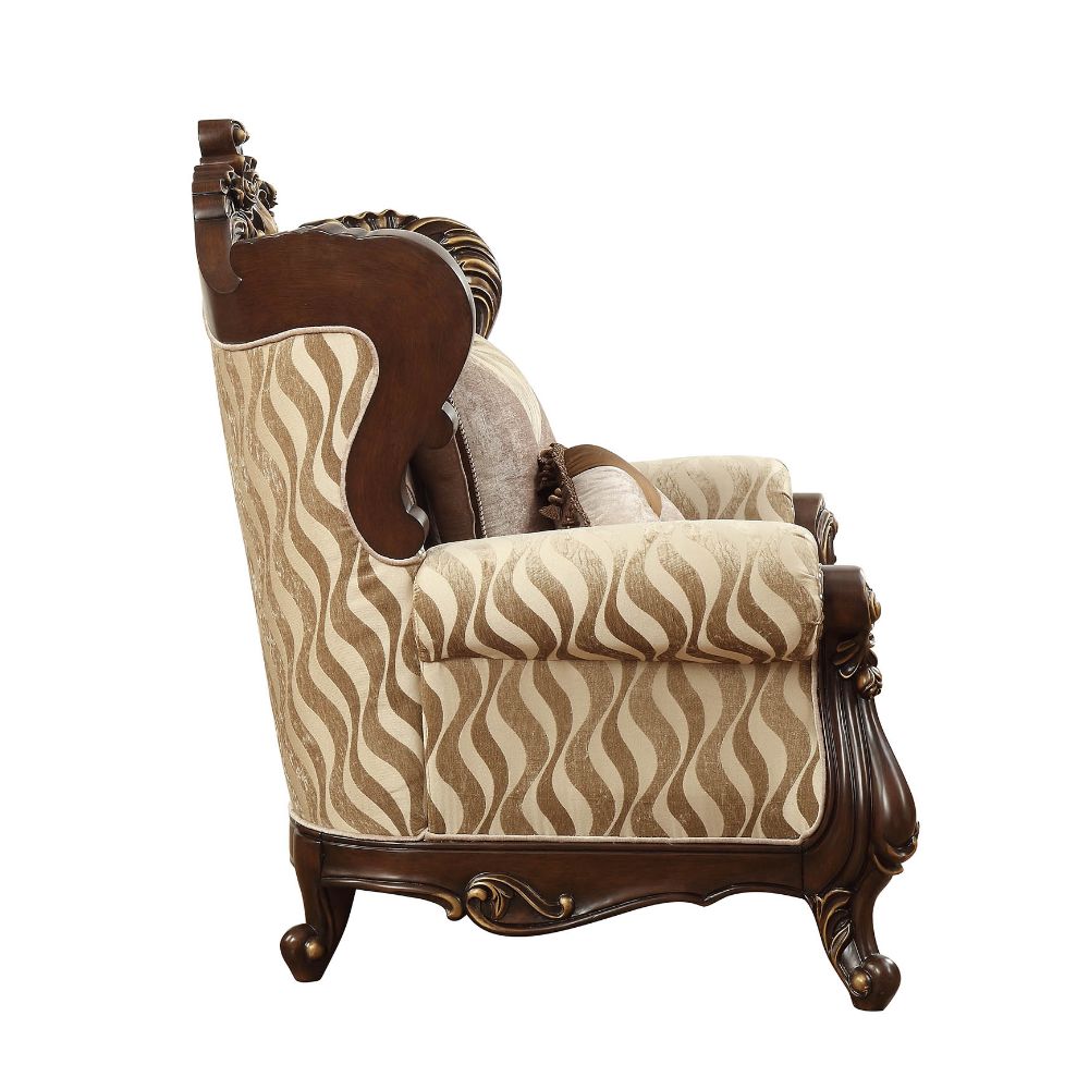 Acme - Shalisa Chair W/2 Pillows(Same Lv01587) 51052 Fabric & Walnut Finish