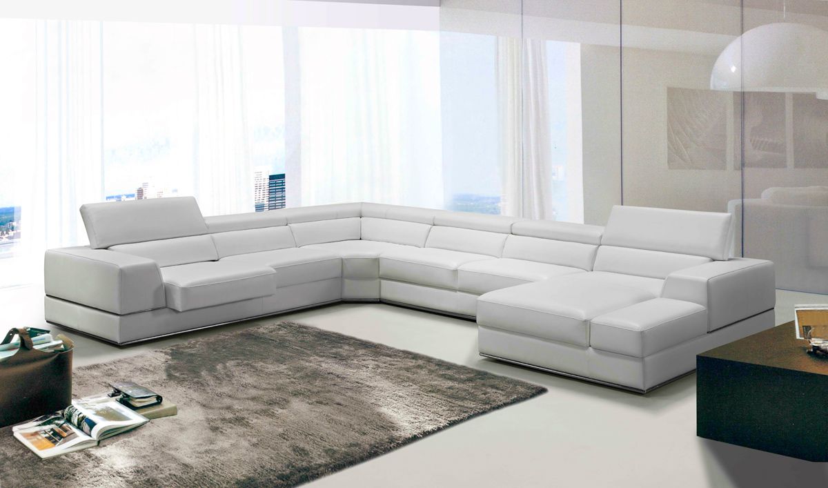 Vig Furniture Divani Casa Pella Modern White Italian Leather Sectional Sofa