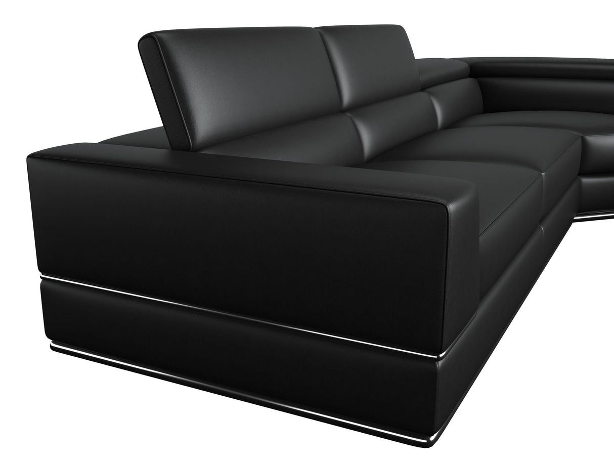 Divani Casa Pella Modern Black Italian Leather U Shaped Sectional Sofa Vgca5106O-Blk-Sect