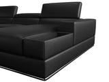 Divani Casa Pella Modern Black Italian Leather U Shaped Sectional Sofa Vgca5106O - Blk - Sect | Home Elegance USA