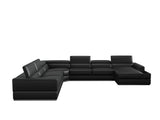 Divani Casa Pella Modern Black Italian Leather U Shaped Sectional Sofa Vgca5106O-Blk-Sect