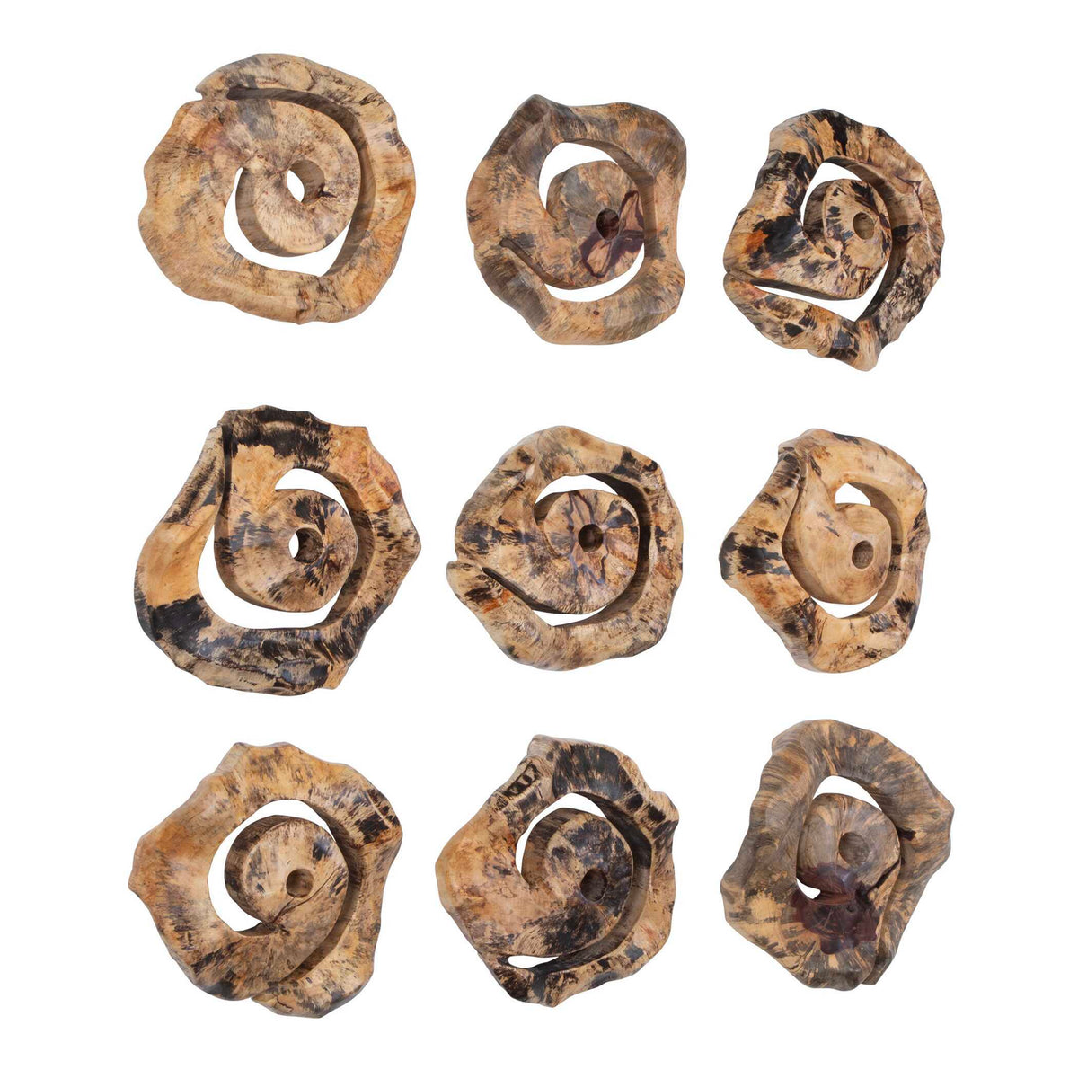 Corkscrew Wood Wall Decor (Set of 9) - Light Brown by Uttermost - View 4