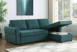 Sleeper Sectional - Samantha Upholstered Sleeper Sofa Sectional with Storage Chaise Teal Blue