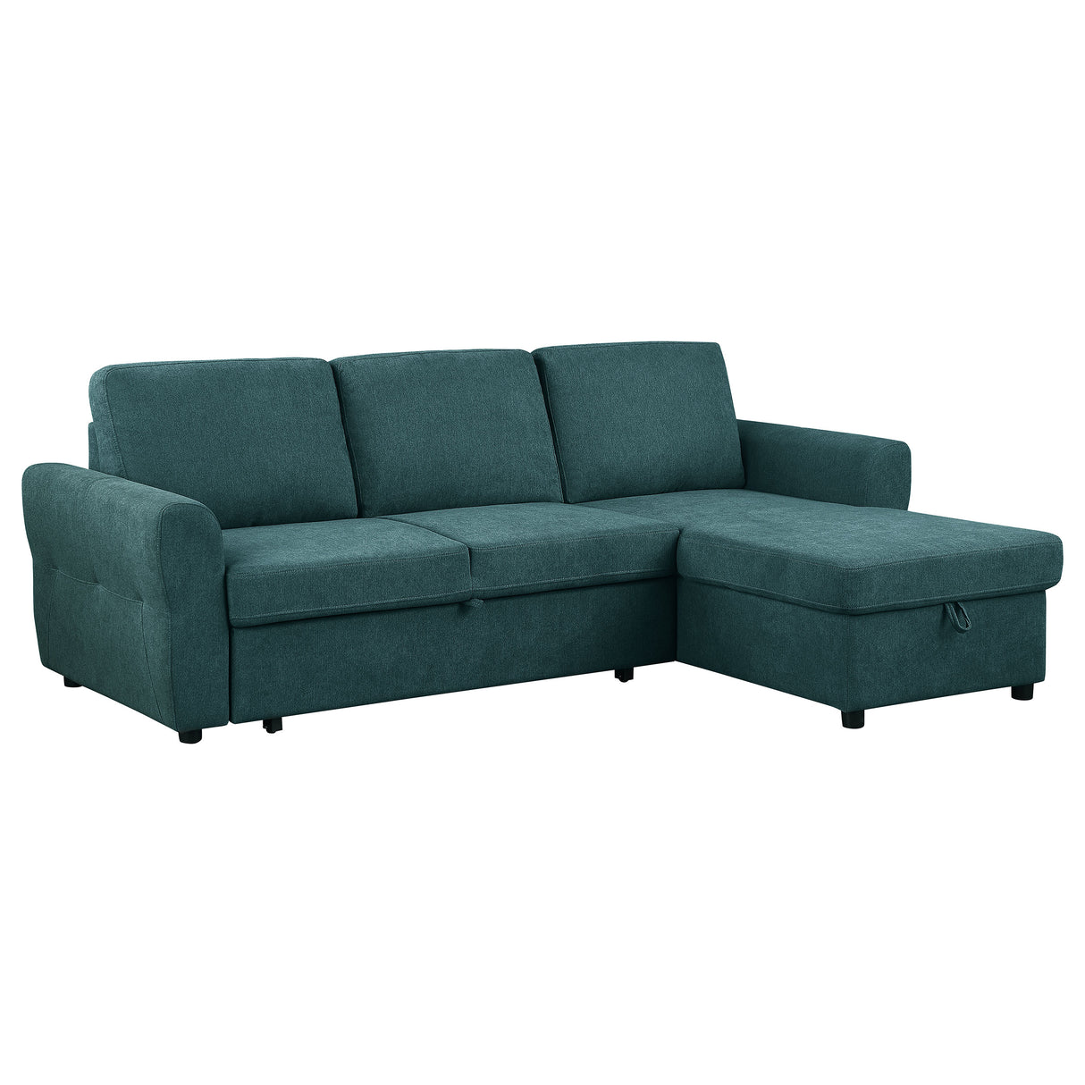 Sleeper Sectional - Samantha Upholstered Sleeper Sofa Sectional with Storage Chaise Teal Blue