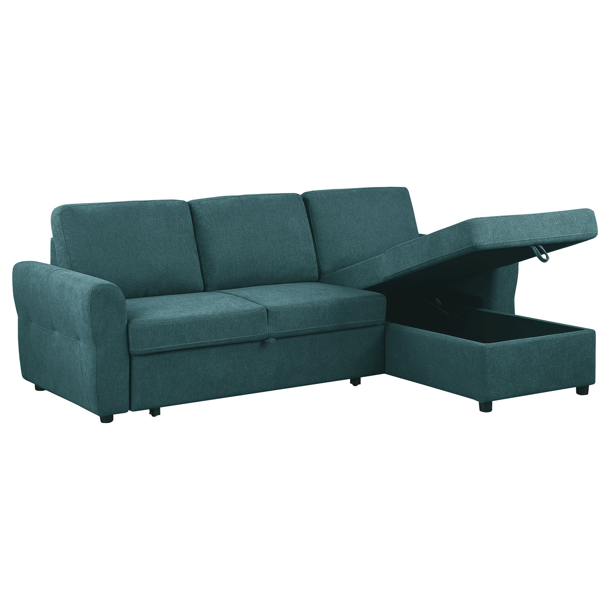 Sleeper Sectional - Samantha Upholstered Sleeper Sofa Sectional with Storage Chaise Teal Blue