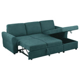 Sleeper Sectional - Samantha Upholstered Sleeper Sofa Sectional with Storage Chaise Teal Blue