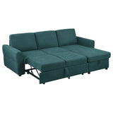 Sleeper Sectional - Samantha Upholstered Sleeper Sofa Sectional with Storage Chaise Teal Blue